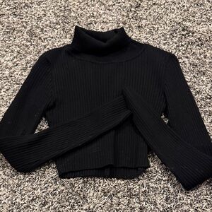 Black Turtleneck Ribbed Sweater